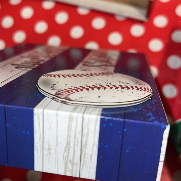 New Set of Four 3D Sports Ball Themed Striped Boxed Shelf Tabletop Decor - Picture 13 of 14